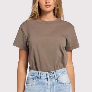 Nuuds Soft Cotton Everyday T-Shirt Bodysuit Mocha Light Brown XL